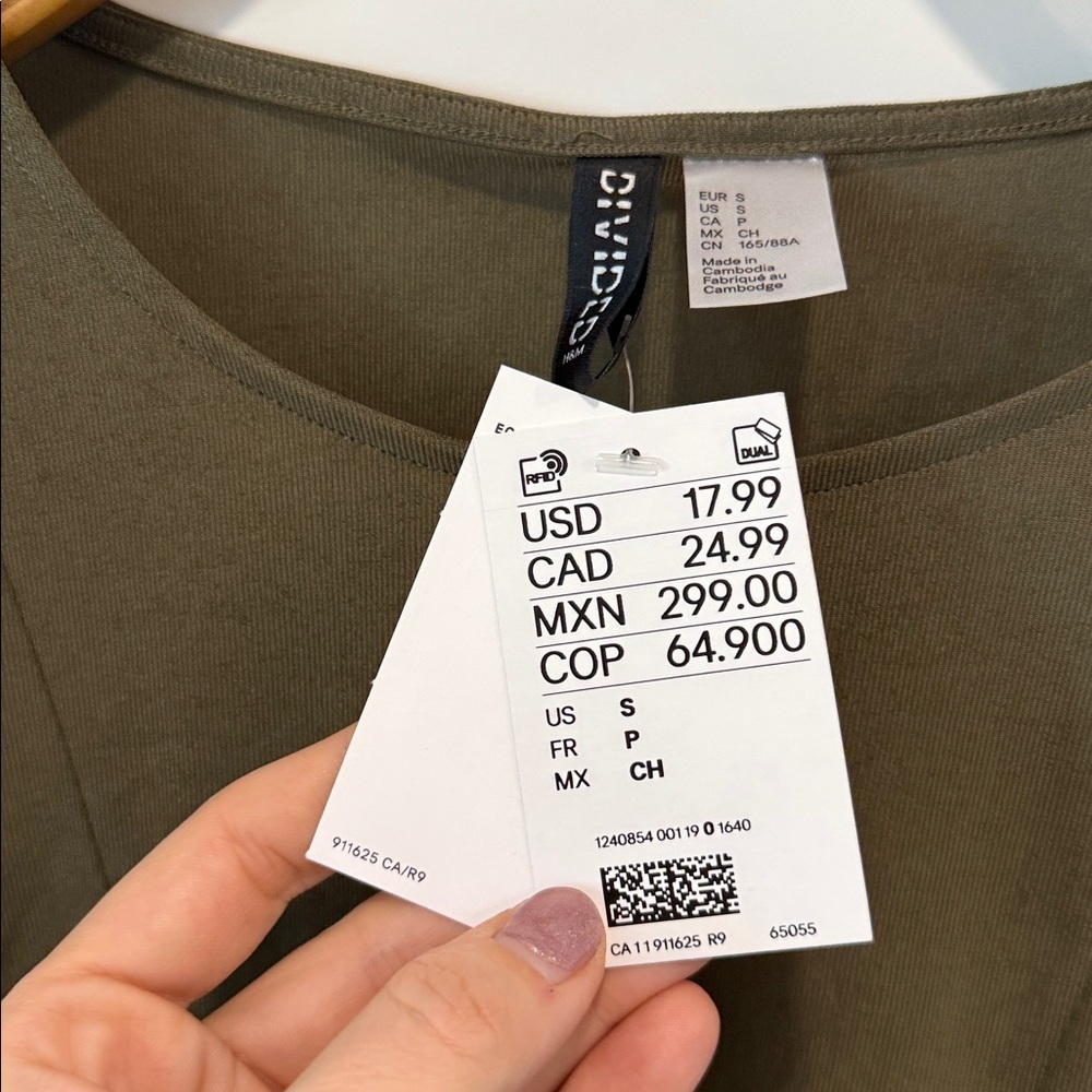 Divided Olive Long Sleeve Bodysuit size medium NWT - Picture 3 of 5